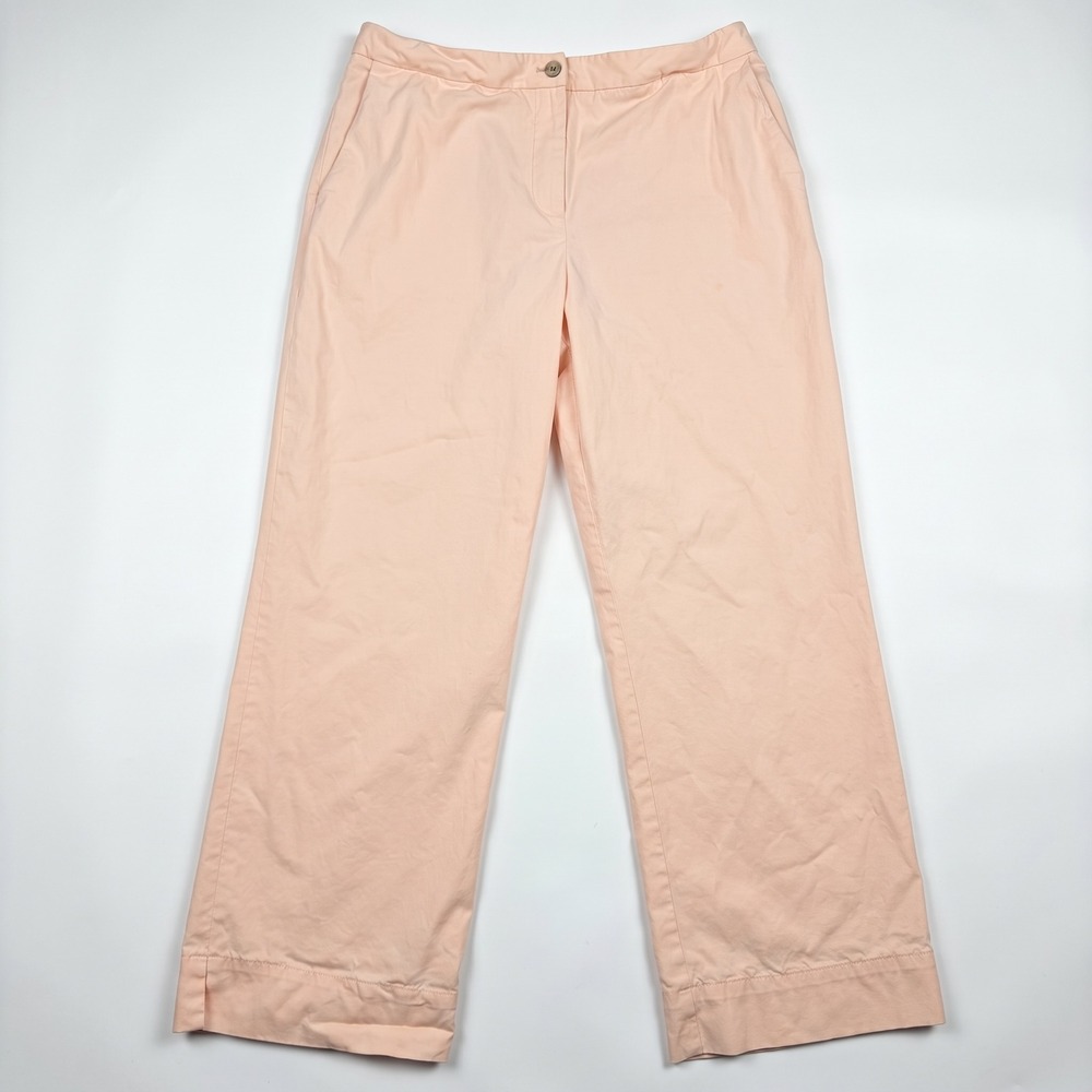 Tommy Bahama Peach Wide Leg Stretch Cotton Trousers Size 10 Italian Fabric